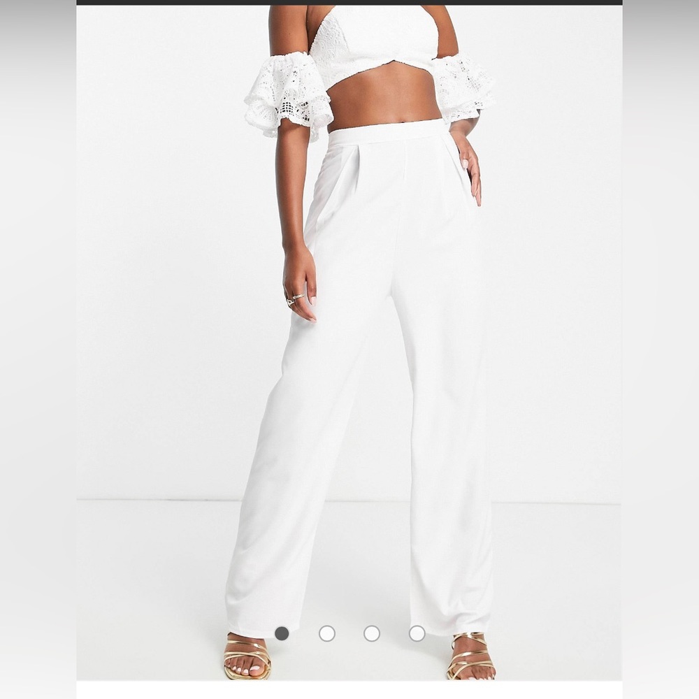 ASOS jaded rose high waist, wide leg pants / trousers in white NWT